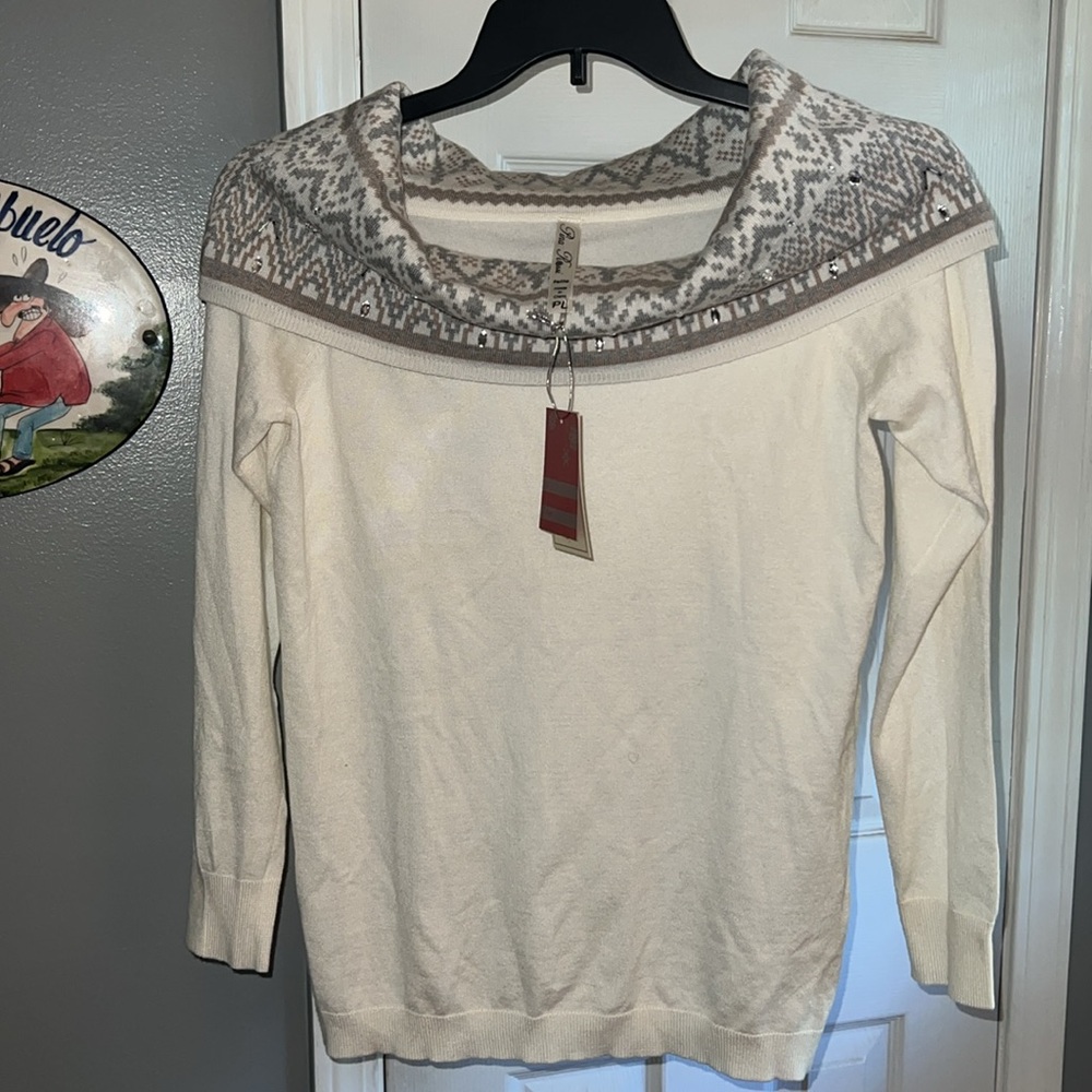 Rina Rossi Fold on/Off Shoulder Sweater New